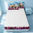 thumbnail image 4 of Erosebridal Cute Cat Zipper Full Size Comforter Sets with Fitted Sheet and 2 Pillowcases, Cartoon Flower Zipper Bedding Set, Reversible, Sky Blue Magenta, Reversible, 4 of 7