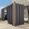 thumbnail image 5 of Topchances Dark Grey 3D Embossed Top & Tab Bottom Grommet Outdoor Curtain, 52" x 84", 5 of 12