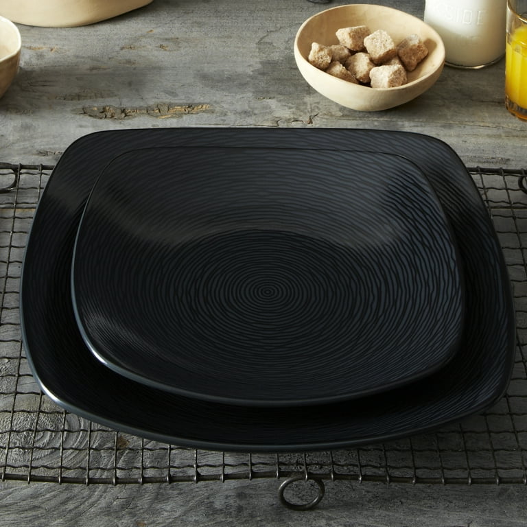 Noritake Colorscapes BoB Swirl (Black on Black) Set of 4 Square