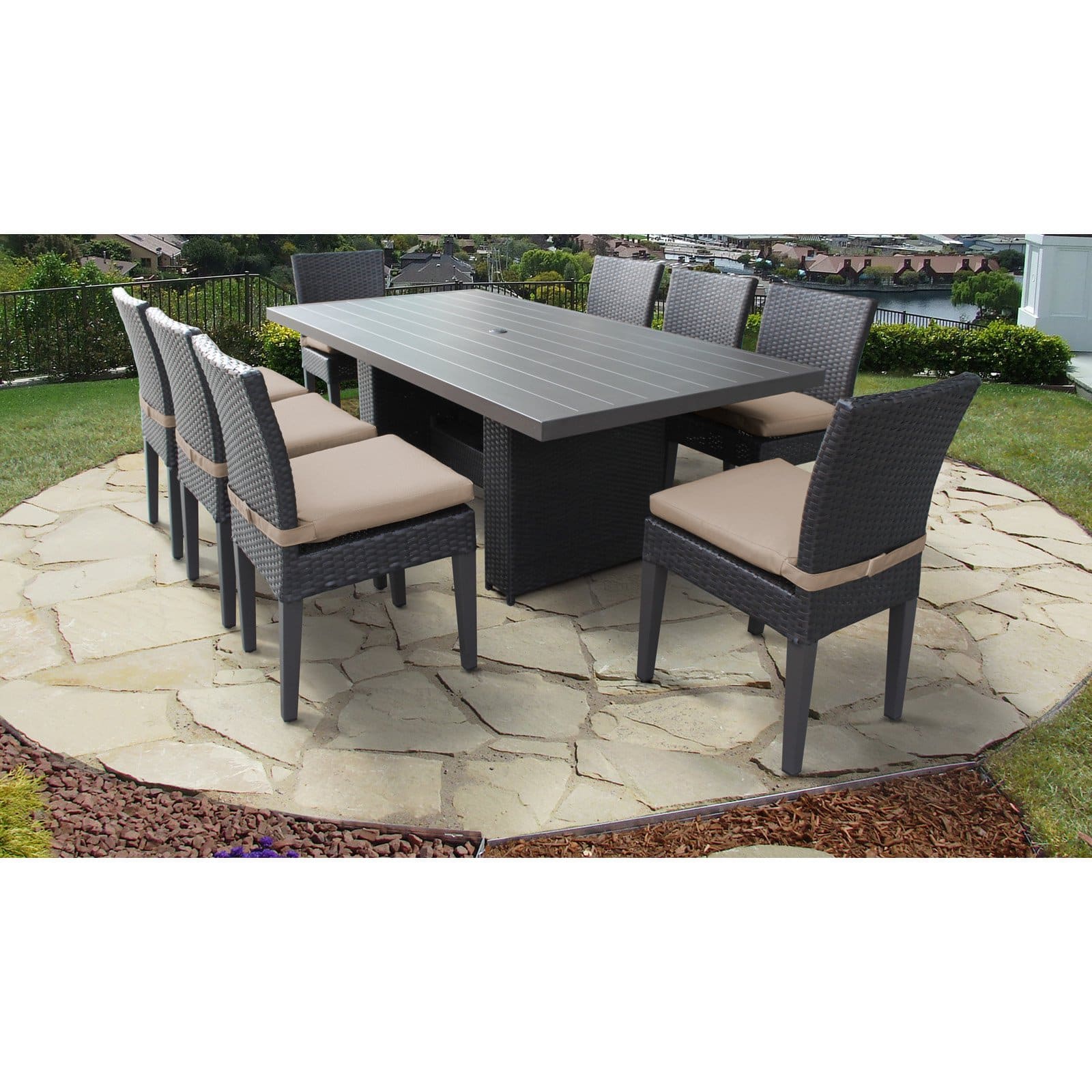 TK Classics Barbados Rectangular Outdoor Patio Dining Table with 8 Armless Chairs - image 2 of 2