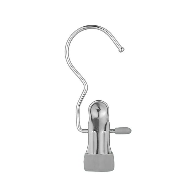 Gancho metálico multifuncional de acero inoxidable con correa pequeña para secar calcetines, sombreros, faldas y cortinas