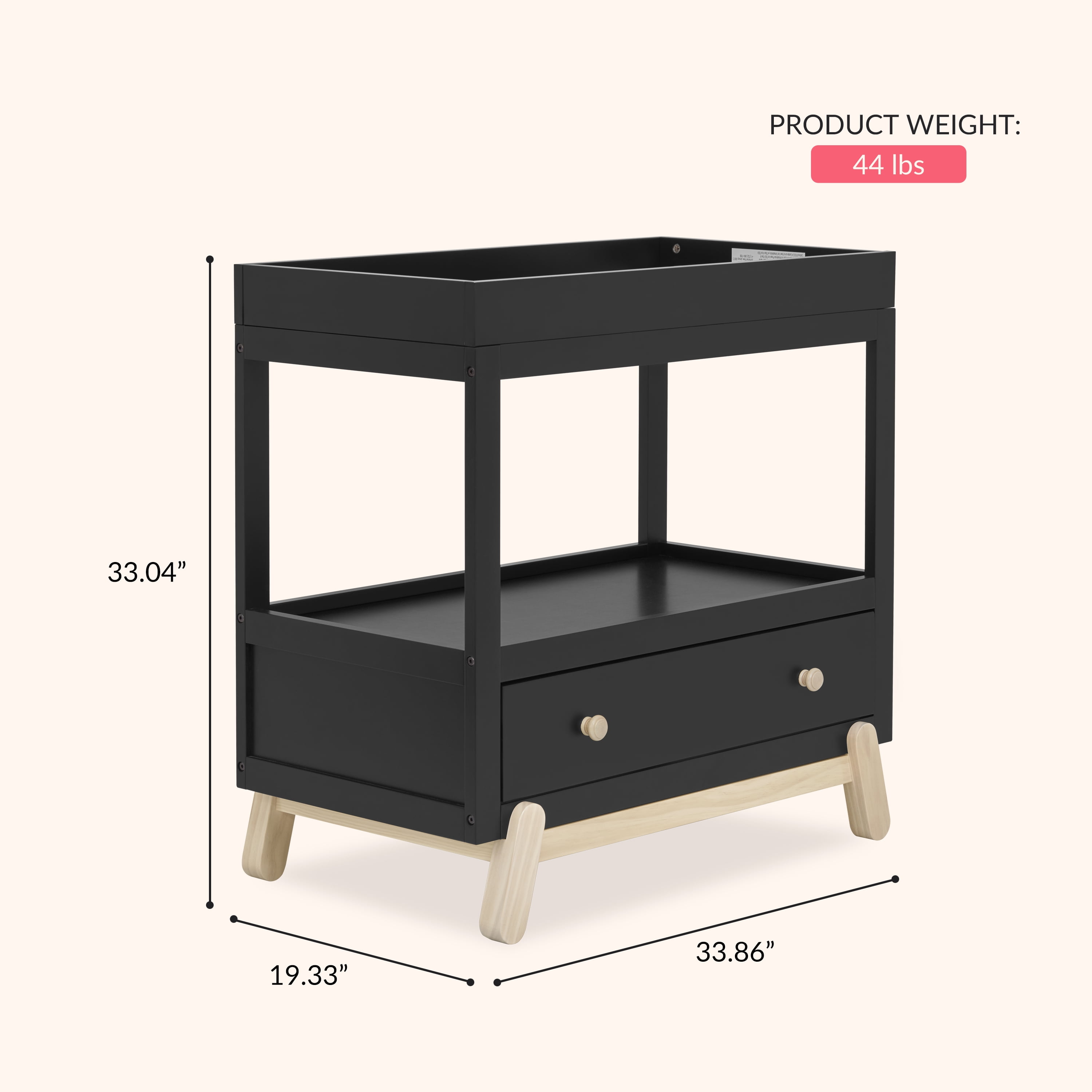 Dream On Me Hygge Changing Table, Matte Black Vintage