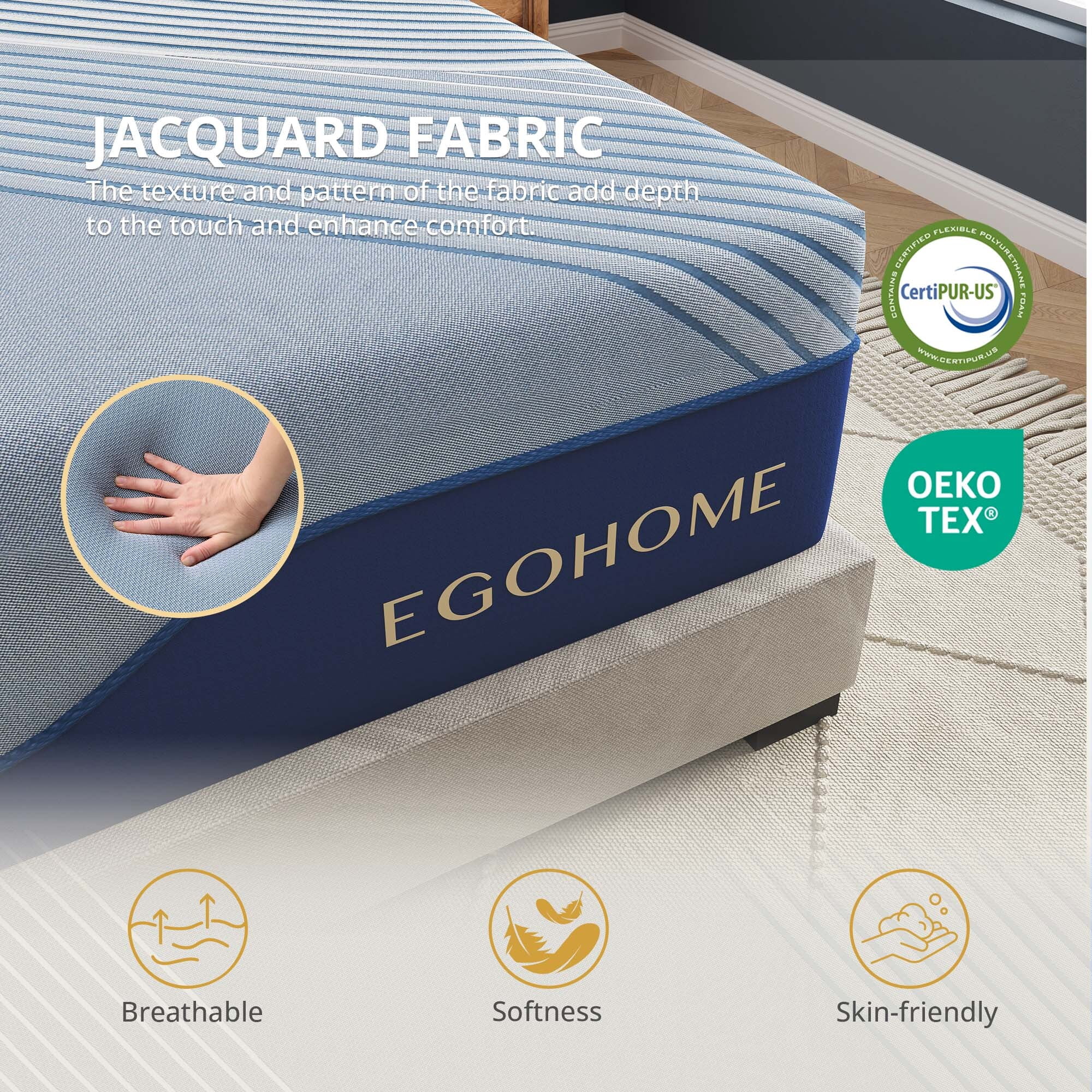 EGOHOME Elysian 14 inch Mattress, King Size Memory Foam Mattress