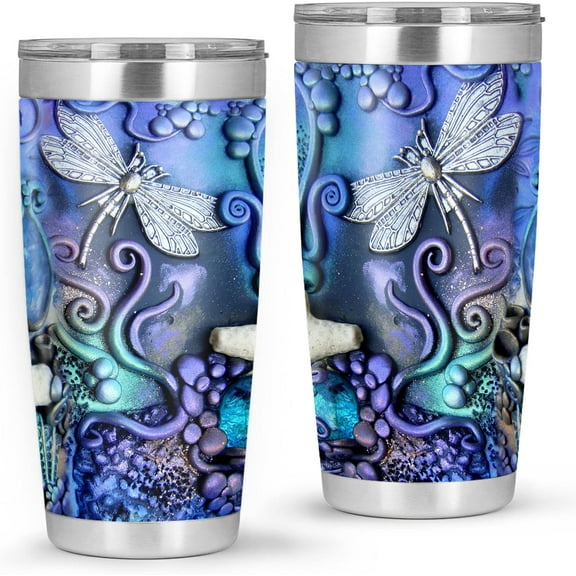 Dragonfly 20Oz Stainless Steel Tumbler with Lid, Dishwasher Safe, Double Wall, and Vacuum Sealed Travel Coffee Tumbler, Gifts For Women Men Dragonfly Lovers On Birthday Mother's Day