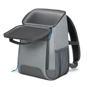 Igloo Laguna Soft Sided Cooler Backpack, 24 Can Capacity, Gray Twill with Ibiza Blue