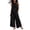 Black 01, variant on 2 Piece Sets for Women 2-Piece Linen Blend Outfit, Smocked Ruffle Neck Sleeveless Top + Elastic Waist Wide Leg Pants with Pockets, Casual Summer Set Jumpsuits for Women