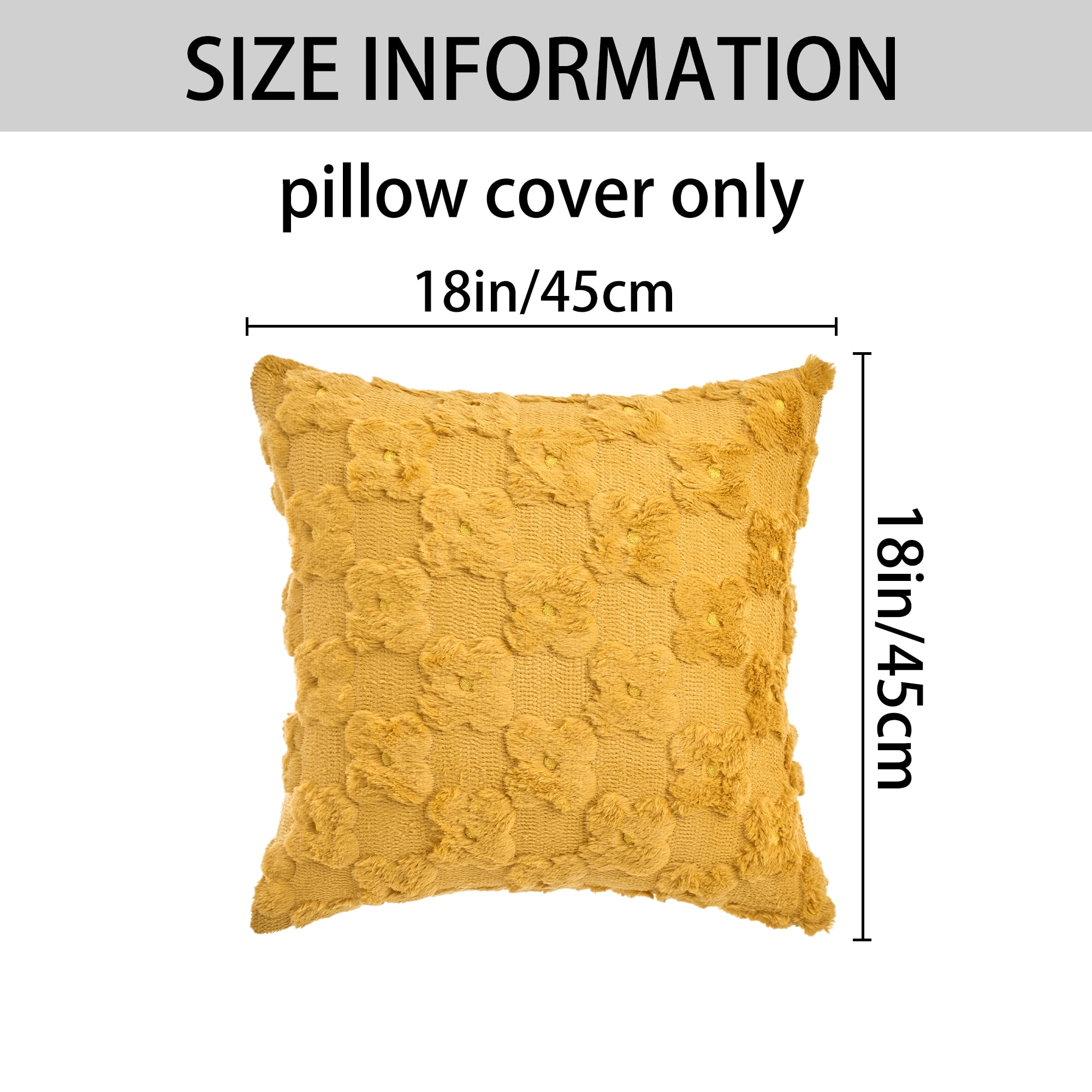 Unique Bargains Cute Daisy Embroidery Pillow Covers Pack of 2 Ginger 18" x 18"