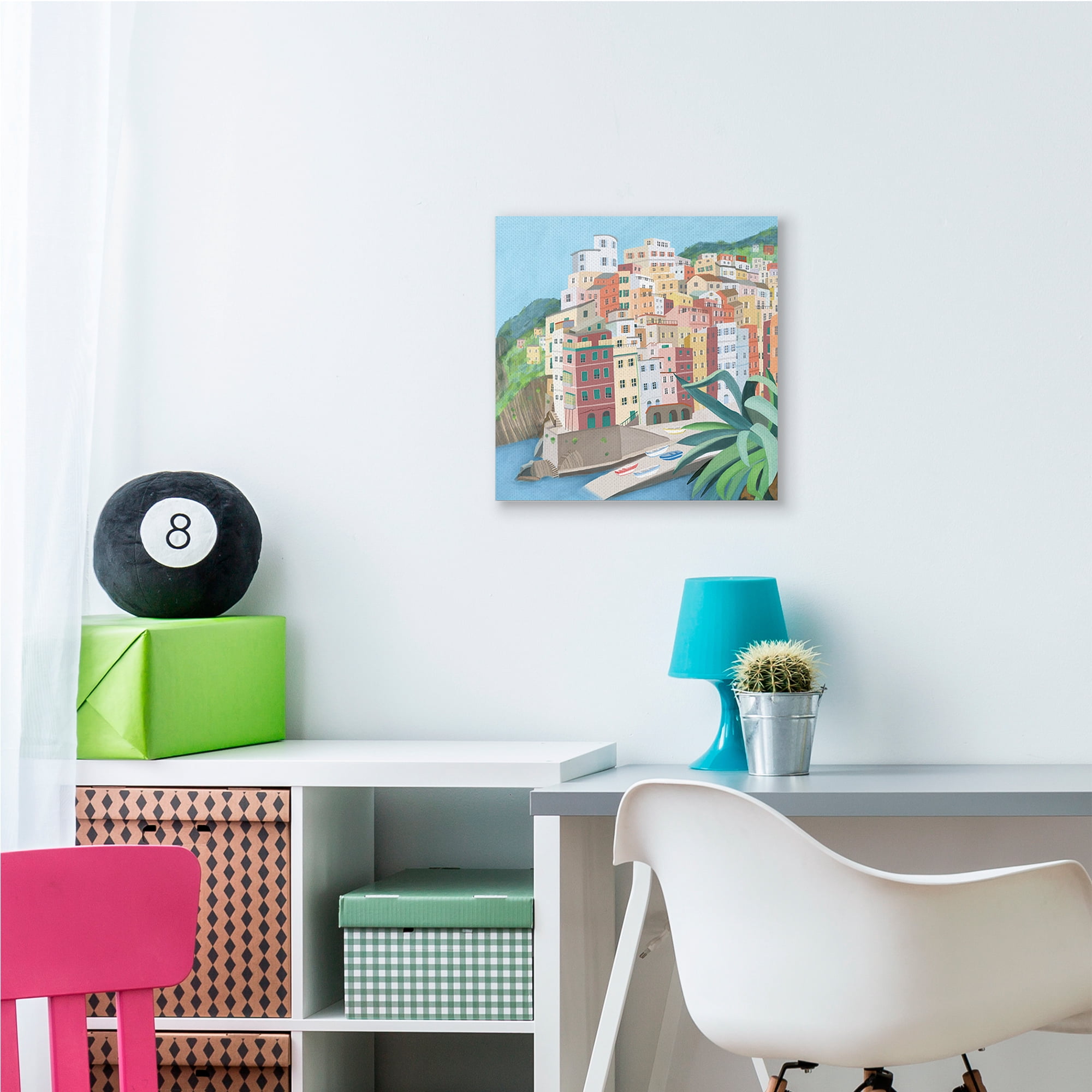 Italian City Port Seaside Urban Skyline Town & City Gallery-Wrapped Canvas Print Wall Art, 17x17