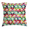thumbnail image 1 of Geometric Circle Decor Throw Pillow Cushion Cover, Vibrant Style Circular Forms Retro Spots Artsy Fashion Hipster Design, Decorative Square Accent Pillow Case, 16 X 16 Inches, Multi, by Ambesonne, 1 of 2