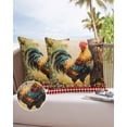 thumbnail image 6 of Pack of 2 Outdoor Pillow Covers, Cock Farmhouse Chicken Vintage Oil Painting Red Plaid Waterproof Square Throw Pillowcase Cushion Decorative Pillow Covers for Couch Patio Tent, 24x24 in, 6 of 6
