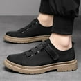 thumbnail image 4 of Men’s Low Top Lug Sole Lace Up Canvas Oxfords with Hook Loop Causal Comfortable Platform Anti-Slip Breathe Walking Sneakers for Daily Walk Work Driving, 4 of 10