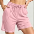 thumbnail image 4 of Women Pajama Pants Dqueduo Women's Solid Color High Waisted Plus Size Loungewear Shorts With Pockets Elastic Drawstring Waistband Sleepwear Pink XXXXXL, 4 of 6