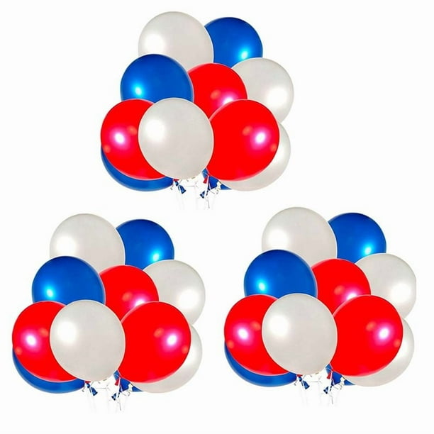 Paquete de 180 Globos Rojos Blancos Y Azules Globos de Fiesta de Látex de 12 Pulgadas Decoración
