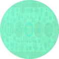 thumbnail image 1 of Ahgly Company Machine Washable Indoor Round Abstract Turquoise Blue Modern Area Rugs, 6' Round, 1 of 4
