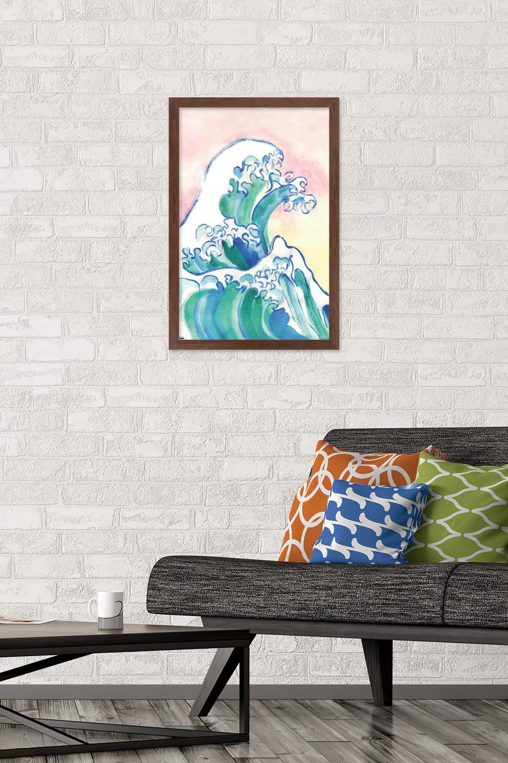 Watercolor Waves Wall Poster, 14.725" x 22.375" Framed