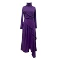 thumbnail image 5 of SONXAHE Asymmetric Wrap Maxi Dress for Women Turtleneck Long Sleeve Formal Daily Flared Long Gown, 5 of 6