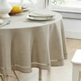 thumbnail image 5 of Newbridge Provence Lattice Cutwork Solid Color Textured Fabric Tablecloth, 70 Inch Round, Taupe, 5 of 9