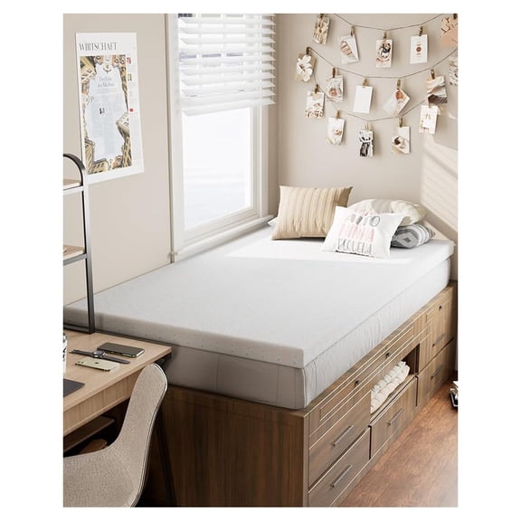 4" [Twin XL] Mattress Topper, Memory Foam Mattress Topper Twin Extra Long for Dorm with Ultra Soft Cover & Corner Straps, Certified