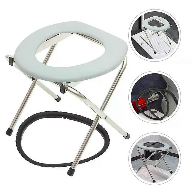2 Pcs Tabouret de Toilette Pliable Chaise de Commode pour Aînés Acier Inoxydable Femmes Enceintes Accroupies Toilette Tabourets de Toilette Pliants Portables