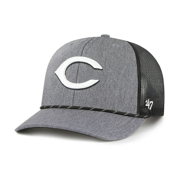 Men's '47 Charcoal Cincinnati Reds Carbon Rope Trucker Adjustable Hat