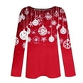 thumbnail image 5 of asdoklhq Mock Neck Sweatshirt Women Christmas Women's Fashion Tees Casual Round Neck Loose T Shirt Long Sleeve Christmas Print Shirt Multicolor 3X, 5 of 6