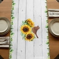 thumbnail image 5 of Table Runners 70 Inches Long Dress Scarves, Spring Eucalyptus Sunflower Farmhouse Coffee/Dining/Kitchen Table Decor, Holiday Table Runner, Farmhouse Birds Gray Wood 13x70 Inch, 5 of 9