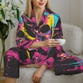 thumbnail image 6 of Lsque Neon Gothic Skull Moon Pattern Long Sleeve Pajama Set for Women - Soft 2-Piece Sleepwear and Loungewear Set with Pockets, Comfy Nightwear-Small, 6 of 7