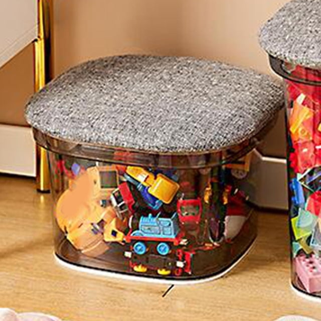 Almacenamiento de juguetes otomano con asiento acolchado, cubo de almacenamiento, caja de juguetes para , taburete para zapatos, reposapiés Gris perfecl Otomana de almacenamiento