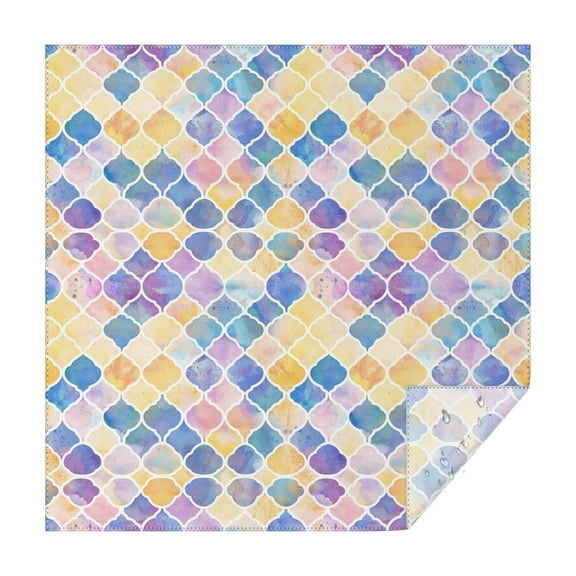 Square Tablecloth 42x42 Inch – Waterproof Polyester Printed Table Cover, Wrinkle Resistant & Washable for Kitchen Dining Picnic Party Decor, Single-v4-15, White