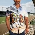 thumbnail image 2 of Mens Casual Manga Corta Botón Abajo Camisas Turndown Cuello Blusa de Impresión, Poliéster Ligero Top de la Moda para el Verano Al Aire Libre Y el Uso Diario, 2 of 7