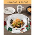 thumbnail image 3 of 15 Inch Round Placemats Set of 6, Grey Snowman Christmas Non Slip Heat Insulation PP Table Mats, Xmas Tree Snowflake Elk Winter Washable Place Mats for Kitchen Dining Party Table Decor, 3 of 7