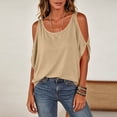 thumbnail image 6 of Gamivast Cold Shoulder Tops for Women Short Sleeve Scoop Neck T Shirts Casual Loose Fit Summer Blouses Basic Flowy Tees for Daily Vacation Khaki S, 6 of 8