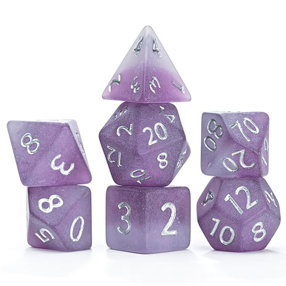 Gate Keeper Games and Dice: Sea Glass Dice: The Black Pearl - 7pc RPG Set, Violet Frosted Matte & Black Powder Resin, Dice for Role Playing Games