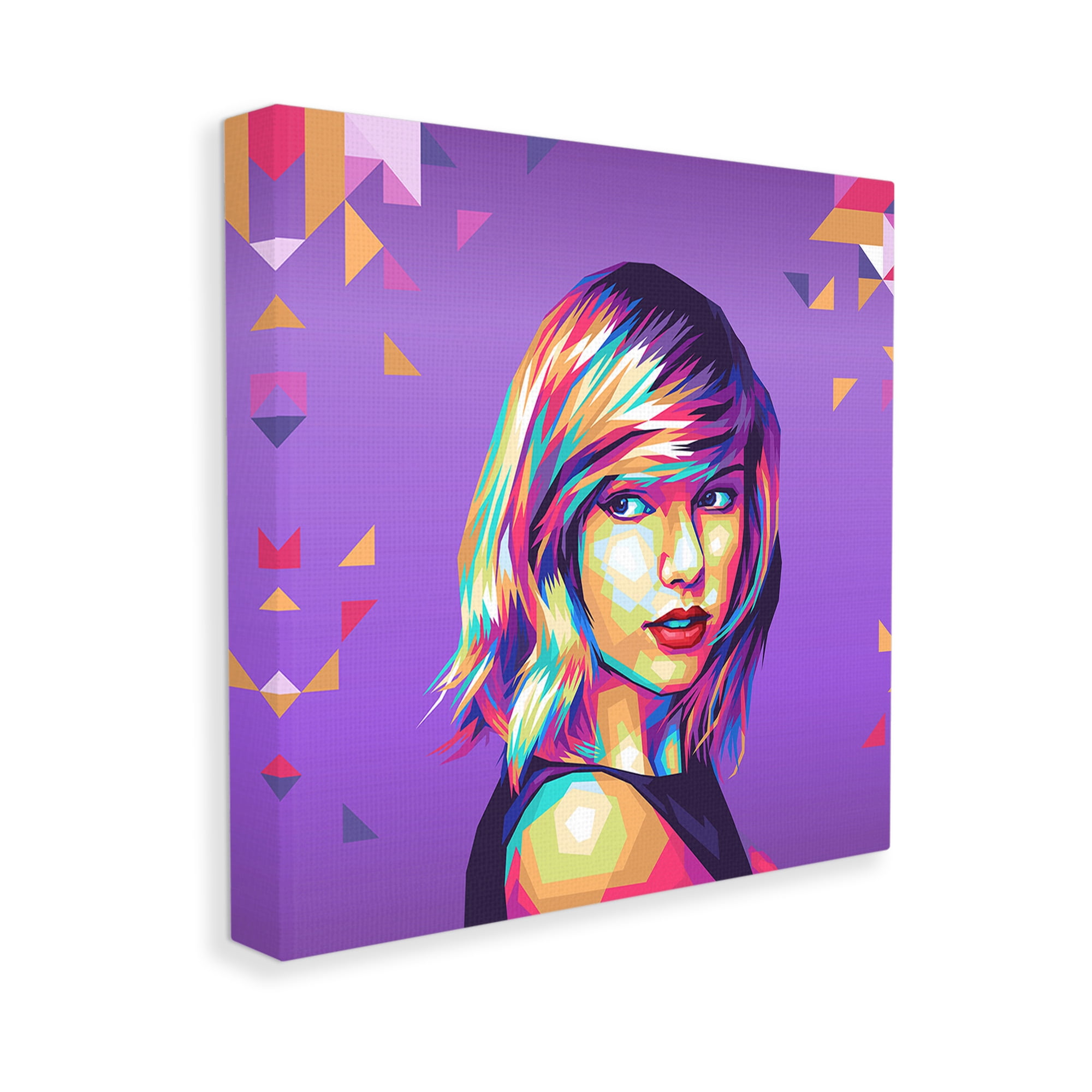 Stupell Industries Pop Icon on Purple Abstract Painting Gallery Wrapped Canvas Art Print Wall Art, 24 x 24