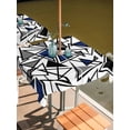 thumbnail image 2 of Outdoor Tablecloth with Umbrella Hole for Patio/Picnic/Party/Camping, Navy Blue Black Geometric Waterproof Table Cloth Square Cover Washable, Abstract Art Modern Line (60"x 60"), 2 of 8