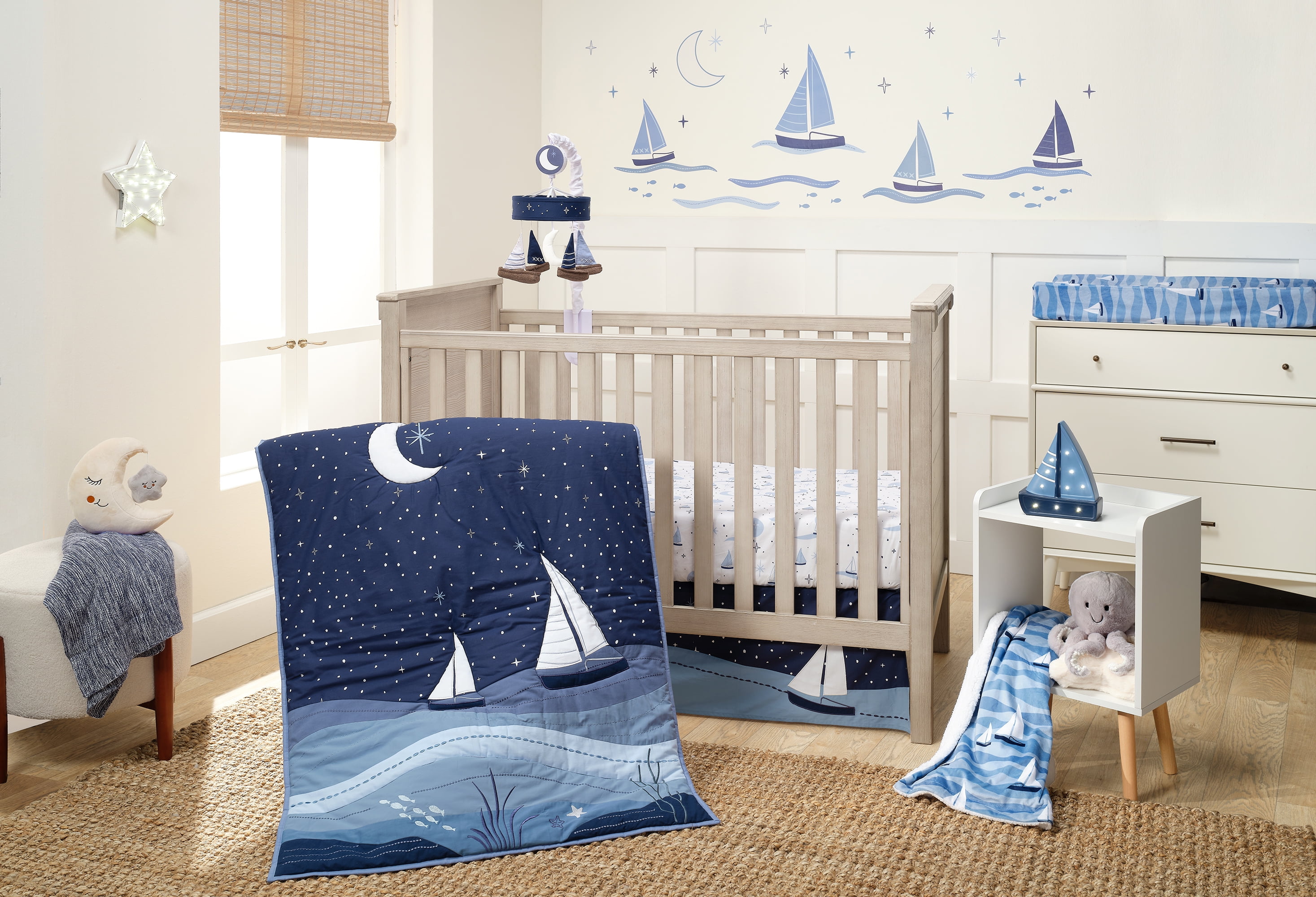 Lambs & Ivy Little Skipper Nautical Ocean Sailboat Soft Changing Pad Cover