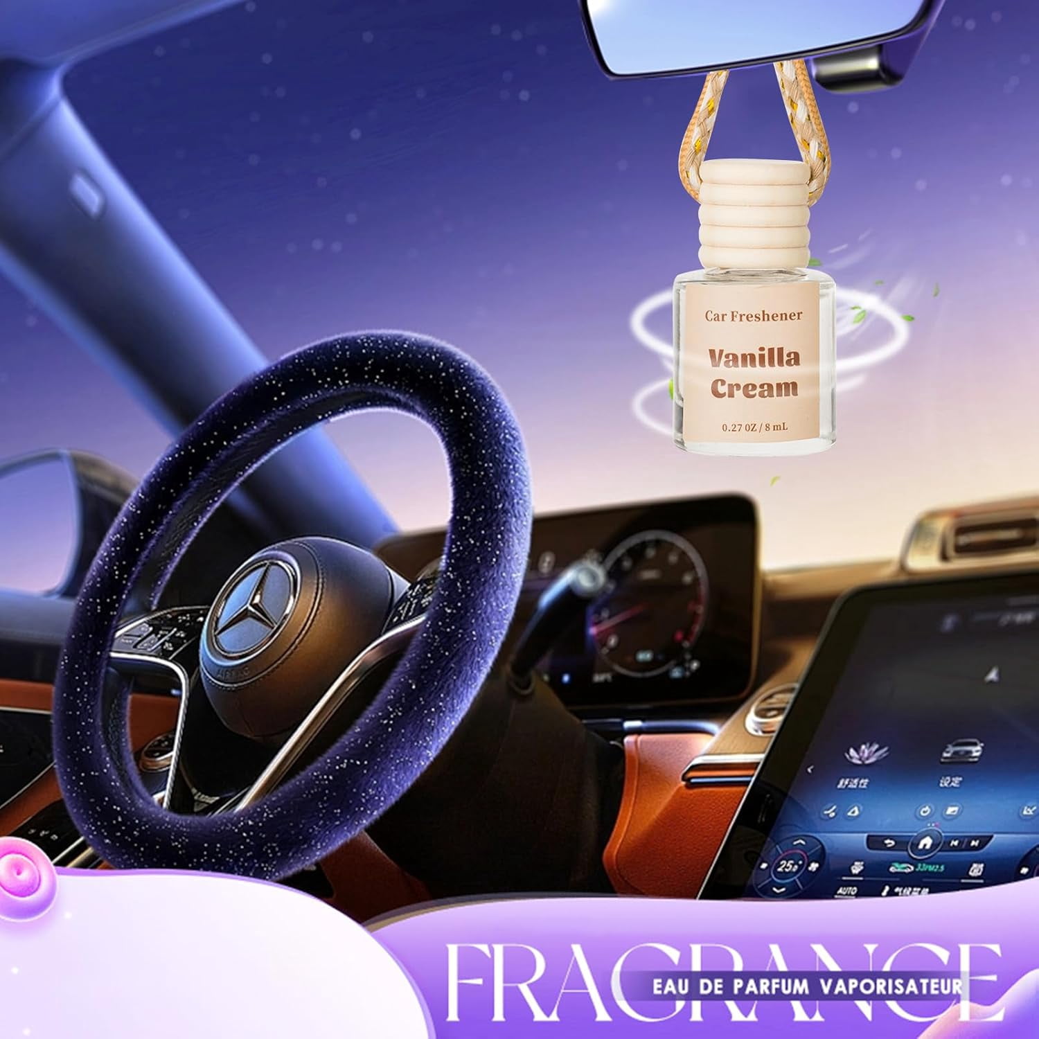 Car Air Freshener Diffuser, Hanging Car Scents Air Freshener, Car Fresheners Long Lasting, Essential Oil Diffuser, Fragrance Oil, 4pcs