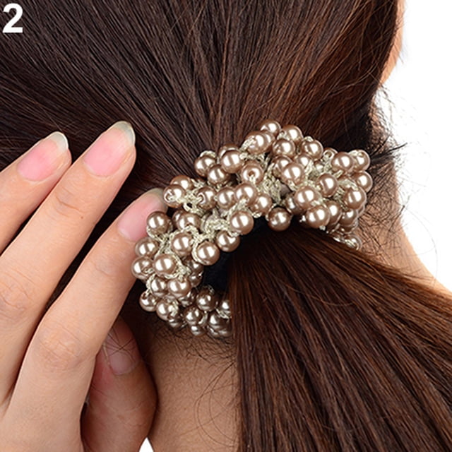 Trayknick Mode Femmes Fausses Perles Perles Bandeau Corde Chouchou Porte-Queue de Cheval
