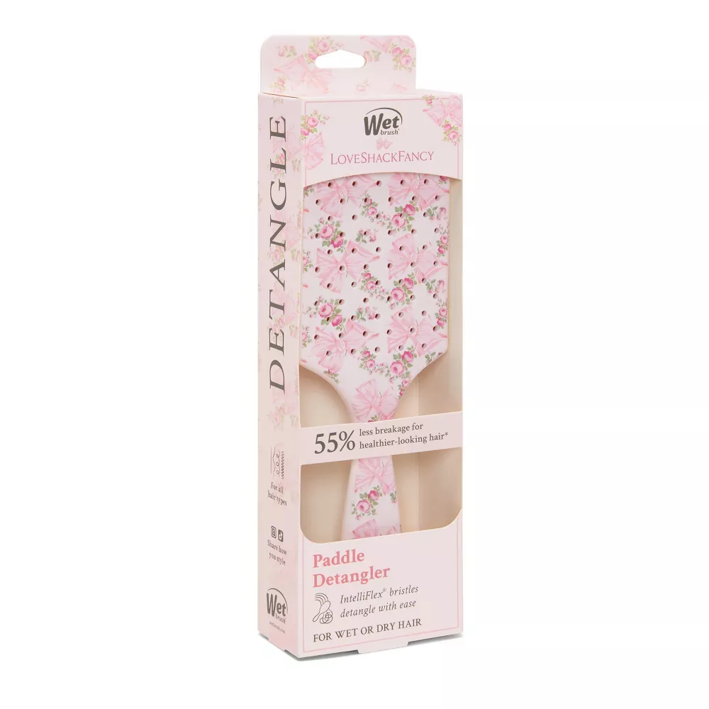 NWT - LoveShackFancy x Wet Brush - Paddle Detangler - English Ivy - Pink Wet Brush X LoveShackFancy PADDLE Detangler Hair Brush  main image 4