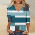 thumbnail image 5 of BangWanChi 3/4 Length Sleeve Womens Tops Plus Size Tunic Fashion Woman Casual V Neck Printing Blouse 3/4 Sleeve T-Shirt Summer Tops, 5 of 5