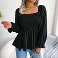 thumbnail image 5 of LEZMORE Womens Blouses Long Sleeve Shirts Square Neck Tops for Women Black L, 5 of 8
