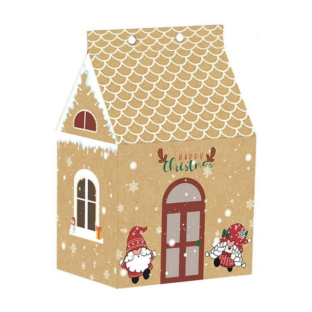 Chocolate Gift Box Christmas Gingerbread House Candy Box Party Kraft Paper Packaging Box Gift Chocolate Box for Family Gatherings Parties and Gift Giving Christmas Gift Box