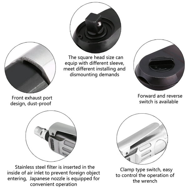 Llave de trinquete de aire de alta resistencia, 3/8, 10mm, llave de torsión, herramienta neumática de reparación automática