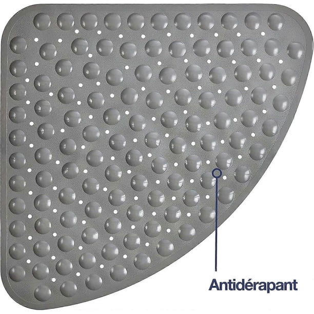 Curved Shower/Bath Mat, Non-Slip, Mildew Resistant, for Walk-in Shower Tray, (Grey, 54 x 54cm)