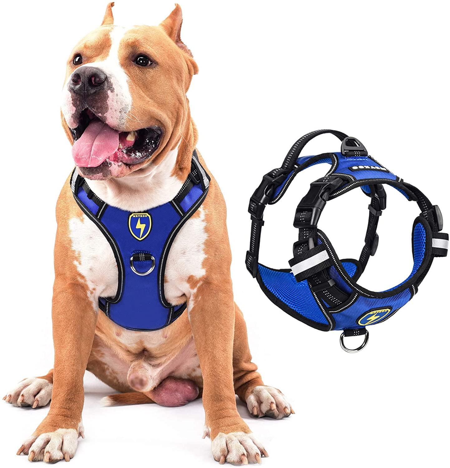 Small To Large Dogs Harness & Leash Set No Pull Reflective Nylon Fleece Padded 