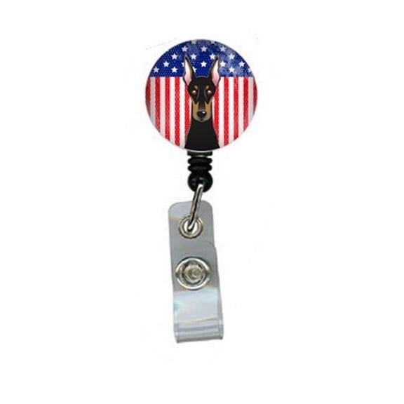 Carolines Treasures BB2175BR American Flag & Doberman Retractable Badge Reel