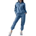 thumbnail image 1 of Spring And Autumn Fashion Casual Hooded Sweater Two Piece Set Long Sleeve Solid Color Fleece Sweetheart Set, 1 of 6