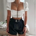 thumbnail image 6 of Generic Women's Summer Sexy Square Neck Puff Short Sleeve Crop Shirt Tops, 6 of 7