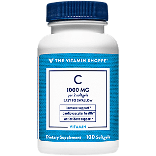 The Vitamin Shoppe Vitamin C 1,000MG, Easy To Swallow, Antioxidant that Supports Immune and Cardiovascular Health (100 Softgels)