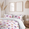 thumbnail image 2 of Ambesonne Floral Down Alternative Quilt Comforter, Simple Flowers Romance Print, Full, Pink Pale Yellow and Blue, 2 of 5